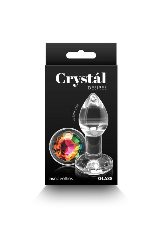 Анальна пробка з кристалом S Crystal Desires NS Novelties, скляна, прозора, 7.3 х 3.9 см - Зображення 1