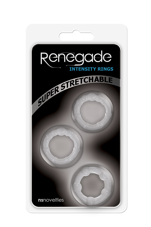 Набір ерекційних кілець з рельєфом Renegade Intensity NS Novelties, прозорі, 3 шт. - Изображение 1