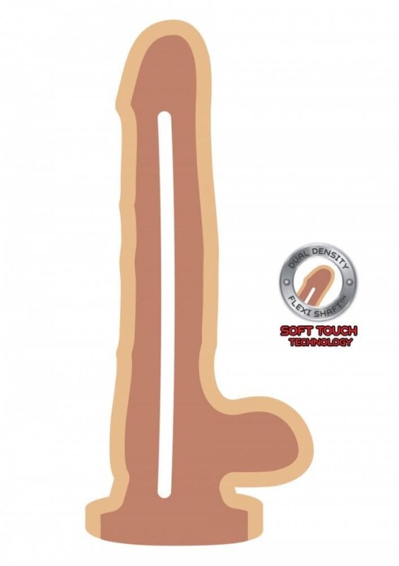 Фалоімітатор з кібершкіри з присоскою ToyJoy Dual Density Dildo, бежевий, 18 х 4 см - Зображення 2