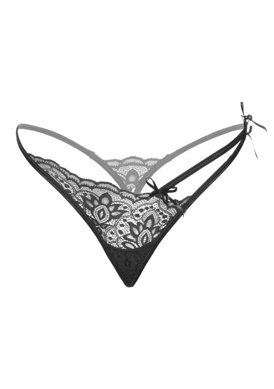 Стрінги еротичні мереживні S/M Gina Daring Intimates, чорні - Изображение 2