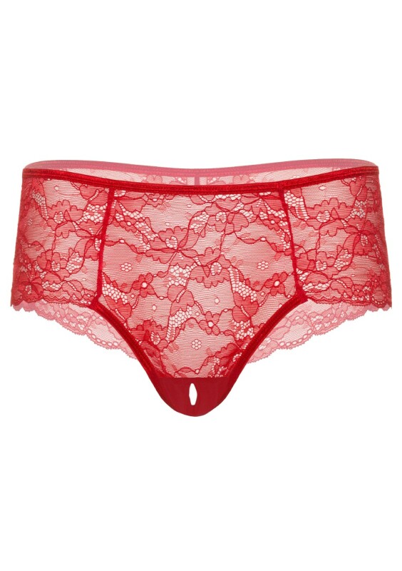 Трусики еротичні мереживні з інтимними вирізом S/M Ella Daring Intimates, червоні - Зображення 2