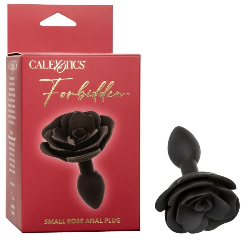 Анальна пробка у вигляді троянди CalExotics Small Rose Anal Plug, силіконова, чорна, 7.5 х 3.2 см