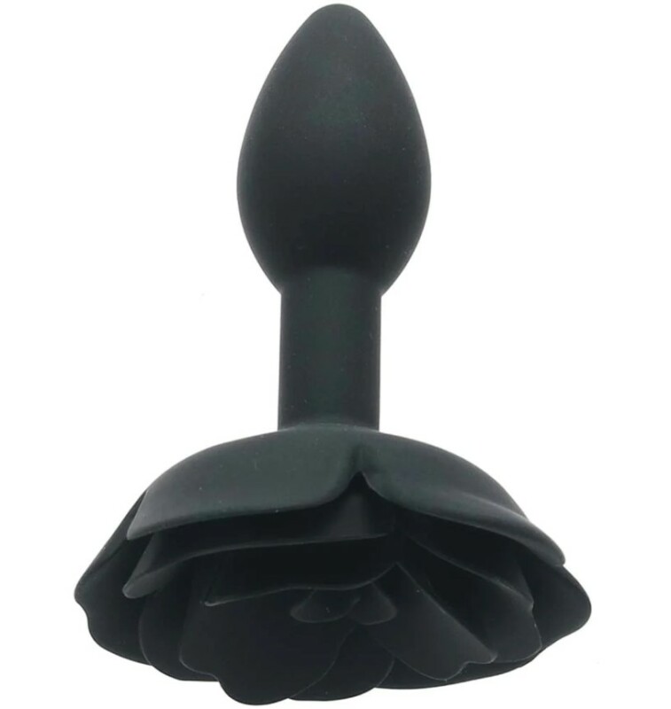 Анальна пробка у вигляді троянди CalExotics Small Rose Anal Plug, силіконова, чорна, 7.5 х 3.2 см - Изображение 2