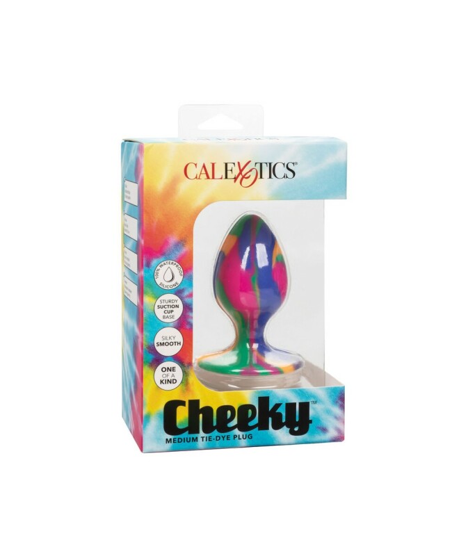Анальна пробка силіконова CalExotics Cheeky Medium Tie-Dye Plug, різнобарвна, 7.5 х 3.2 см - Зображення 1