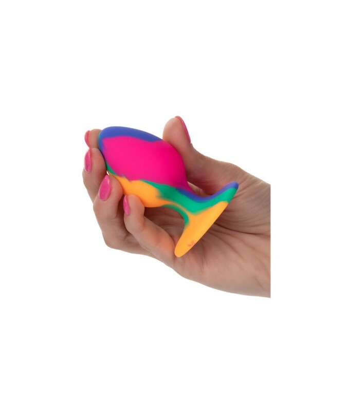 Анальна пробка силіконова CalExotics Cheeky Medium Tie-Dye Plug, різнобарвна, 7.5 х 3.2 см - Зображення 2
