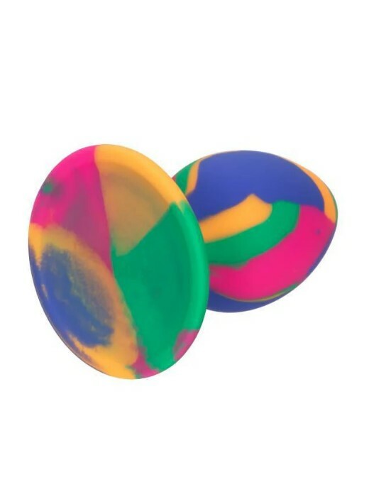 Анальна пробка силіконова CalExotics Cheeky Medium Tie-Dye Plug, різнобарвна, 7.5 х 3.2 см - Зображення 5