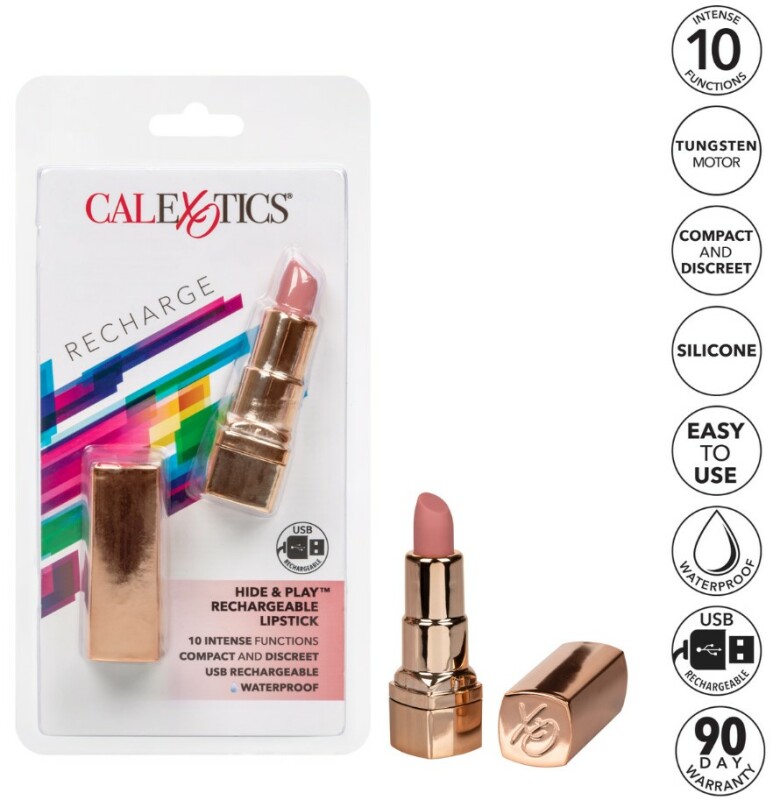 Кліторальний вібратор у формі помади CalExotics Hide &amp; Play Lipstick Recharge, 7.5 х 2 см - Изображение 1