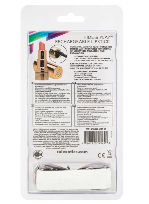 Кліторальний вібратор у формі помади CalExotics Hide &amp; Play Lipstick Recharge, 7.5 х 2 см - Изображение 8