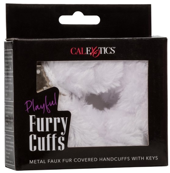 Наручники металеві з пушком CalExotics Playful Furry Cuffs, білі - Зображення 1