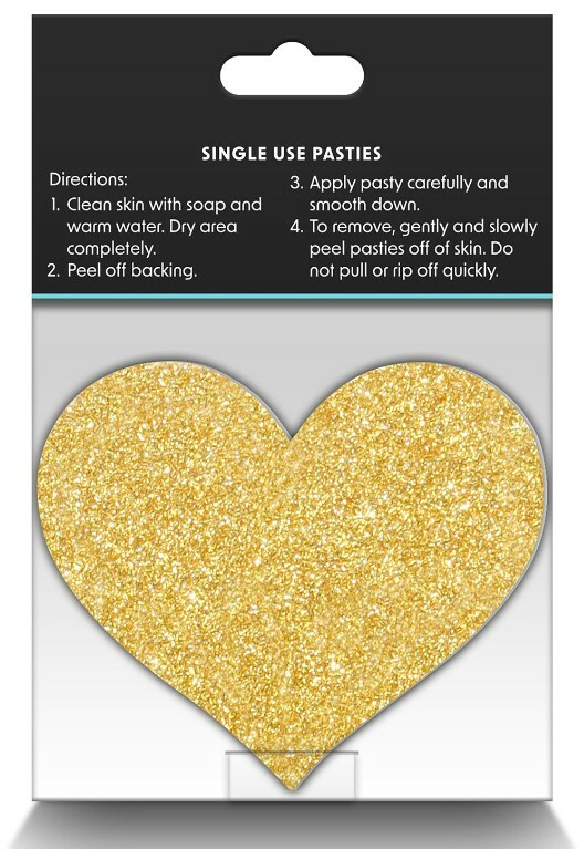 Пестиси у формі серця Pretty Pasties Glitter Hearts, чорні та золоті, O/S - Зображення 2