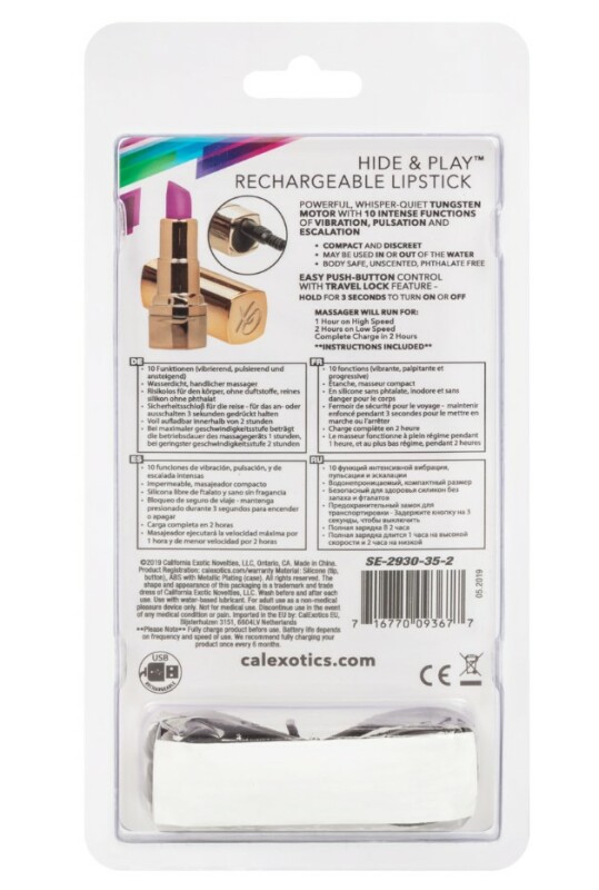Вібратор у формі помади CalExotics Hide &amp; Play Lipstick Recharge, 7.5 х 2 см - Изображение 7