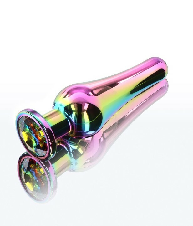 Анальна пробка металева зі стразом ToyJoy Twilight Bum Bijou Small, кольорова, 9.2 х 3 см