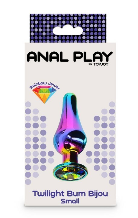Анальна пробка металева зі стразом ToyJoy Twilight Bum Bijou Small, кольорова, 9.2 х 3 см - Зображення 1