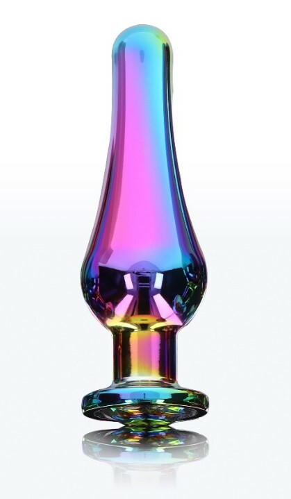 Анальна пробка металева зі стразом ToyJoy Twilight Bum Bijou Small, кольорова, 9.2 х 3 см - Зображення 2