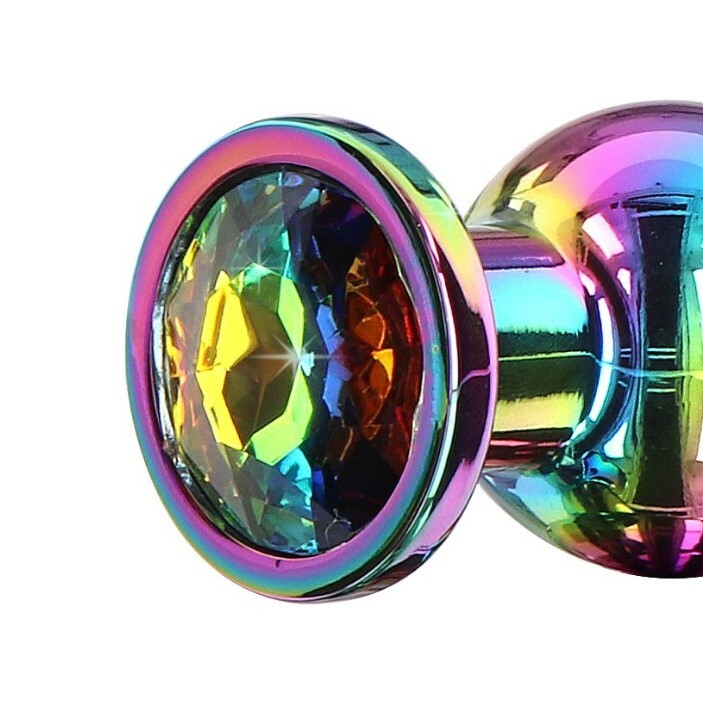 Анальна пробка металева зі стразом ToyJoy Twilight Bum Bijou Small, кольорова, 9.2 х 3 см - Зображення 3