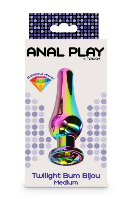 Анальна пробка металева зі стразом ToyJoy Twilight Bum Bijou Medium, кольорова, 11 х 3.3 см - Изображение 1