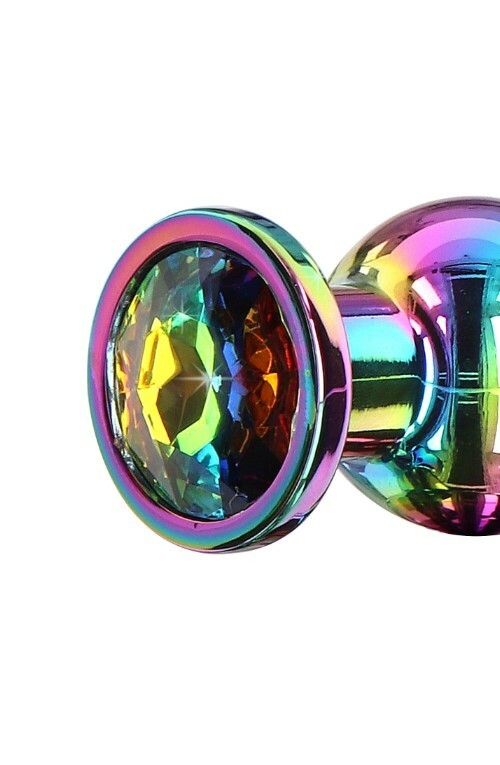 Анальна пробка металева зі стразом ToyJoy Twilight Bum Bijou Medium, кольорова, 11 х 3.3 см - Изображение 3