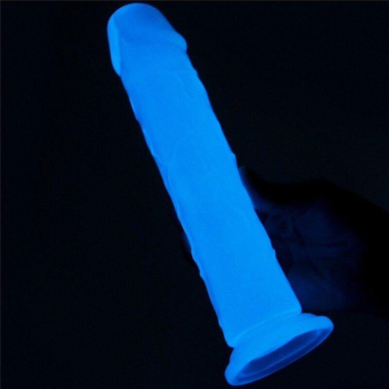 Фалоімітатор реалістичний Lovetoy Lumino Play Dildo світиться в темряві, на присосці, прозорий, 21 х 4 см - Зображення 5