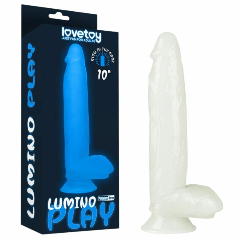 Фалоімітатор світиться в темряві Lovetoy Lumino Play Dildo 10, реалістичний на присосці, 26 см х 5 см