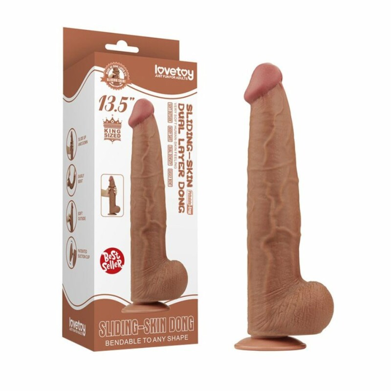 Фалоімітатор реалістичний гігант Lovetoy коричневий, 34 х 6.2 см