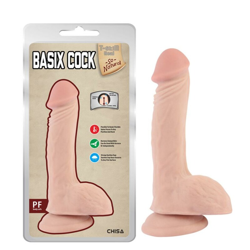 Реалістичний фалоімітатор Chisa Basix Cock Flesh хребтом на присосці, 22.5 см х 4.2 см