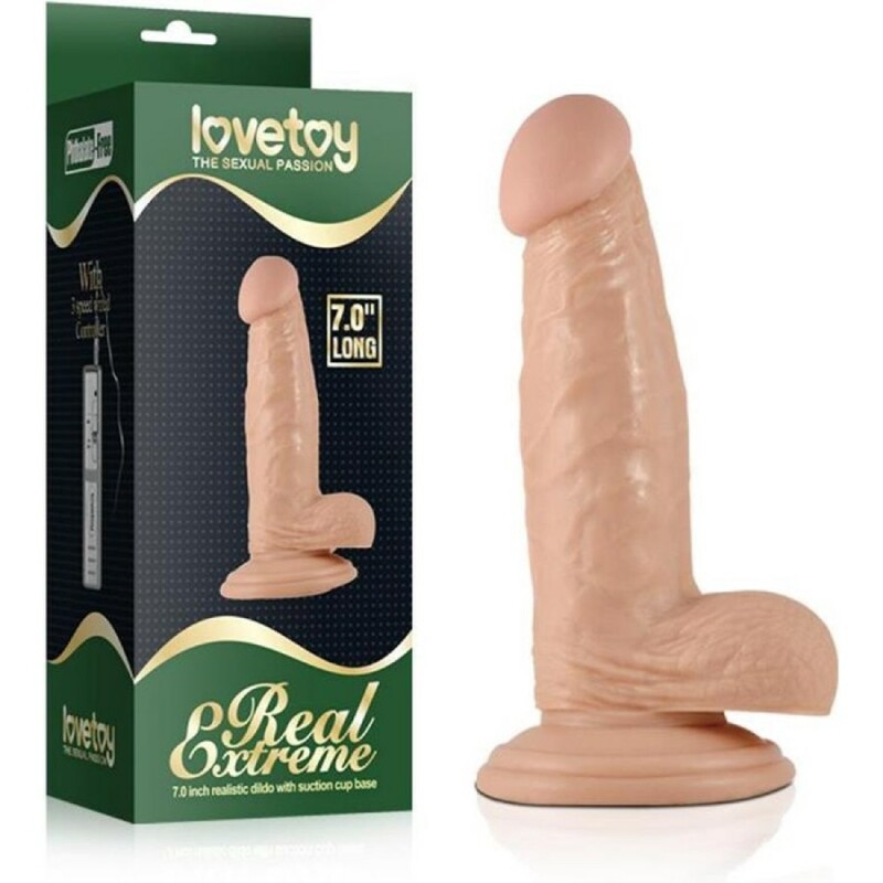 Фалоімітатор з мошонкою Lovetoy Real Extreme на присосці бежевий, 16.5 х 4 см