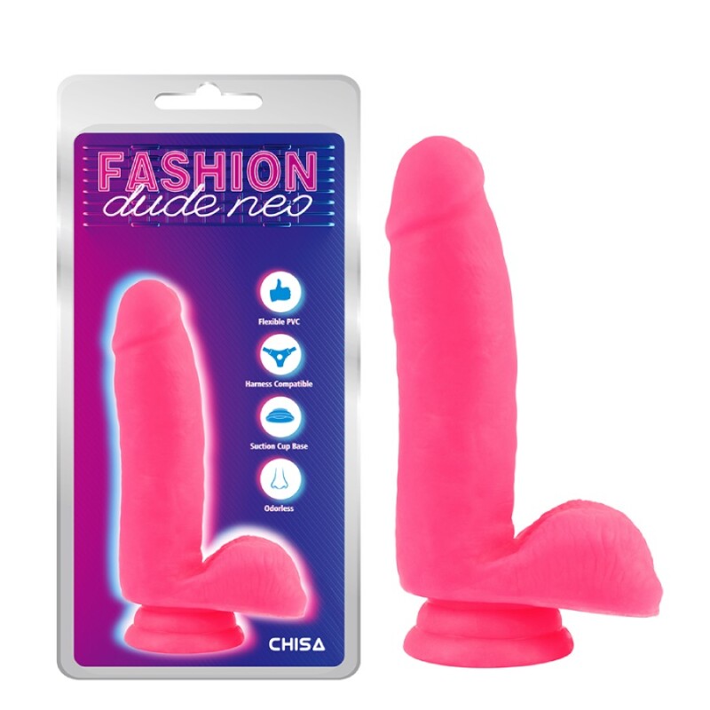 Фалоімітатор з мошонкою на присосці Chisa Fashion Dude Neo рожевий, 17 х 3.9 см