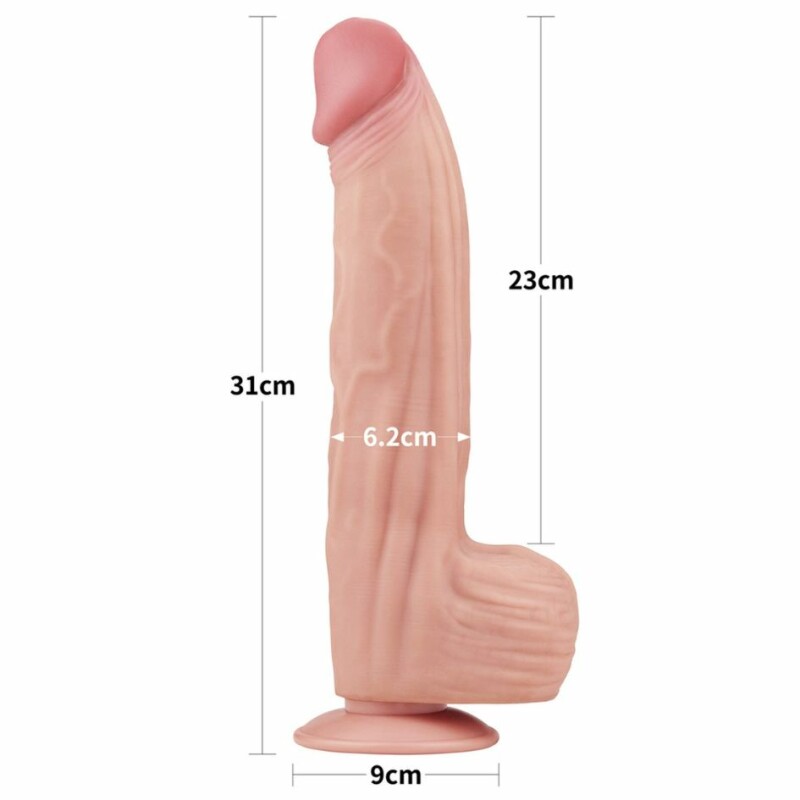 Фалоімітатор реалістичний гігант Lovetoy беж, 31 х 6.2 см - Зображення 2