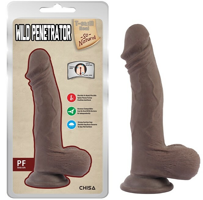 Фалоімітатор з присоскою Chisa Wild Penetrator, коричневий, 21.5 х 4.1 см