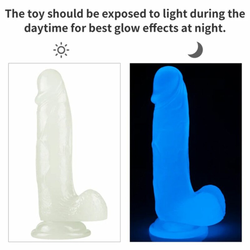 Фалоімітатор що світиться в темряві Lovetoy Lumino Play Dildo 7.5 реалістичний на присосці, 19.5 х 4.6 см - Изображение 4