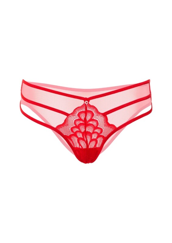 Трусики сексуальні з мереживом S/M Daring Intimates, напівпрозорі, червоні - Зображення 2