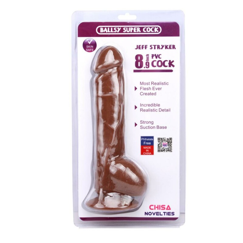 Фалоімітатор з мошонкою на присосці Jeff Stryker 8.9 Ballsy Super Cock коричневий, 22 см х 4 см - Зображення 6
