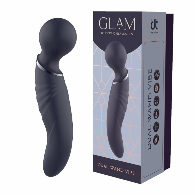 Вібратор мікрофон Dream Toys Glam Dual Wand Vibe для подвійної стимуляції, фіолетовий, 21.2 см х 4.9 см