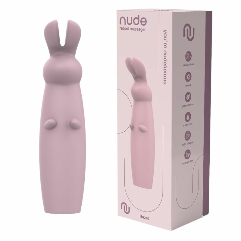 Міні-вібратор у вигляді кролика Dream Toys Nude Hazel Rabbit Massager рожевий, 14.3 см х 3.5 см