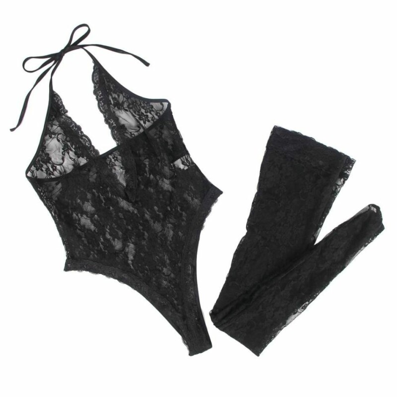 Комплект боді та панчохи Star Night Sexy Lace з мережива, чорний, XS-S - Зображення 6