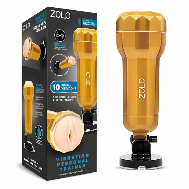 Мастурбатор вагіна в колбі на присосці Zolo Vibrating Personal Trainer з вібрацією, 28 х 9 см