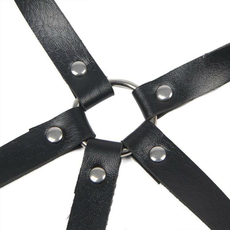 Портупея на груди Star Night Chest Harness Straps зі штучної шкіри, чорна - Изображение 3