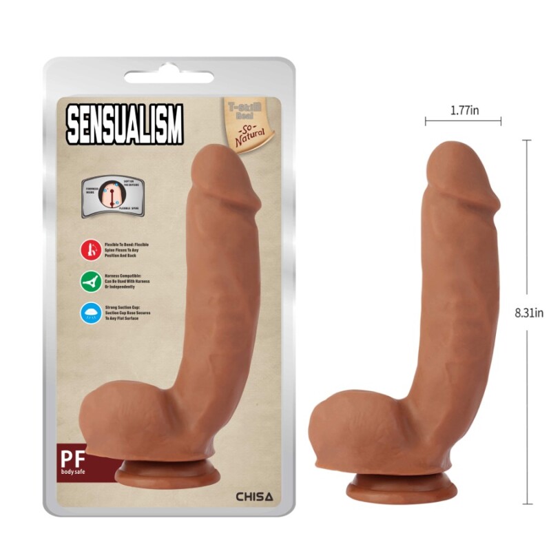 Фалоімітатор реалістичний Chisa Sensualism-Latin на присосці, бежевий, 21.1 х 4.5 см - Зображення 2