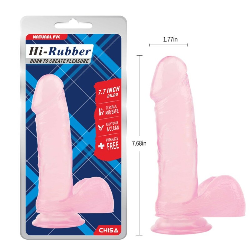 Фалоімітатор реалістичний Chisa Hi-Rubber 7.7, на присосці, рожевий, 19.5 х 4.5 см - Зображення 3