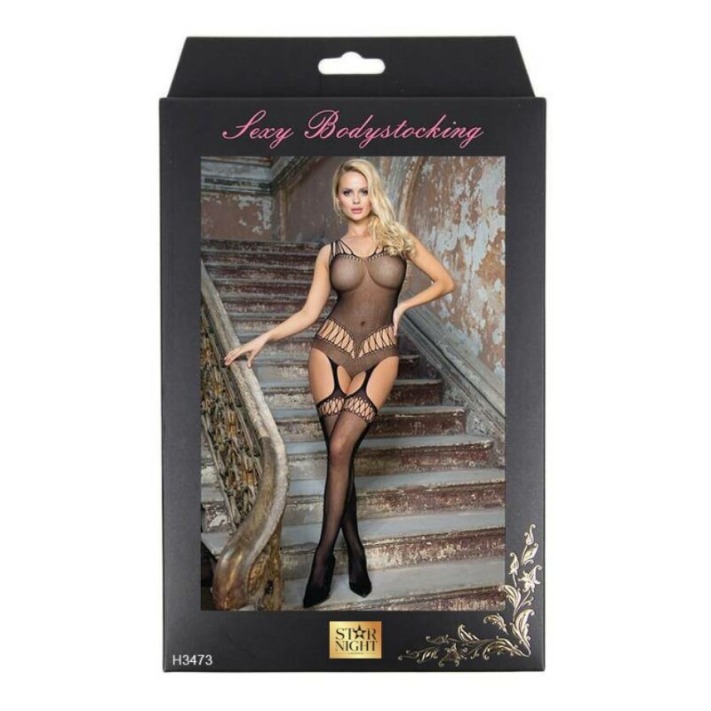 Комбінезон у сітку Star Night Strappy Motif e з імітацією панчіх, XS-M - Зображення 2