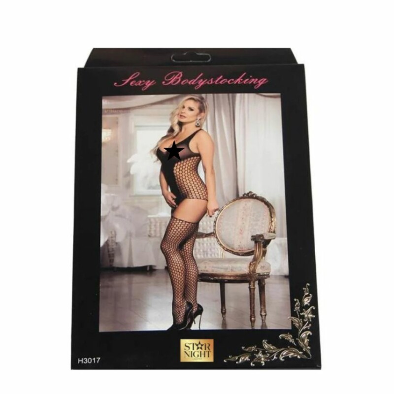 Комбінезон сітка з імітацією панчіх Star Night Bold Cutout Bodystocking з вирізами, Чорний, XS-M - Изображение 2