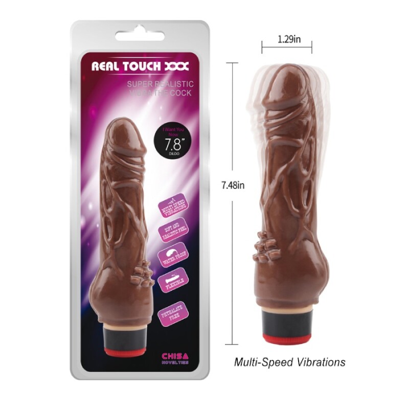 Вібратор реалістичний Chisa Real Touch XXX 7.8, коричневий, 19 х 3.3 см - Зображення 4