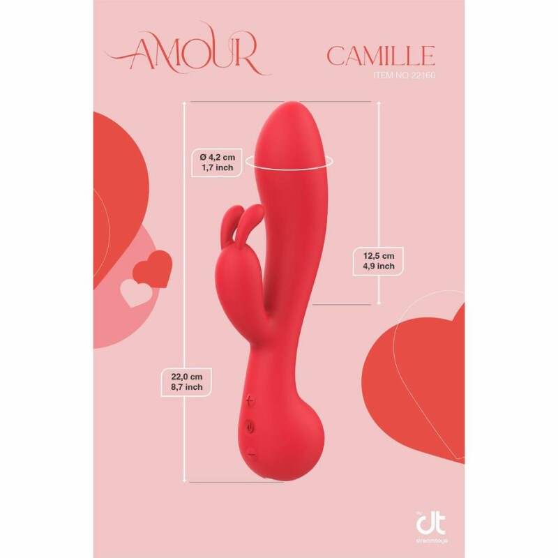 Вібратор кролик Dream Toys Amour Camille червоний, 22 х 4.1 см - Зображення 6