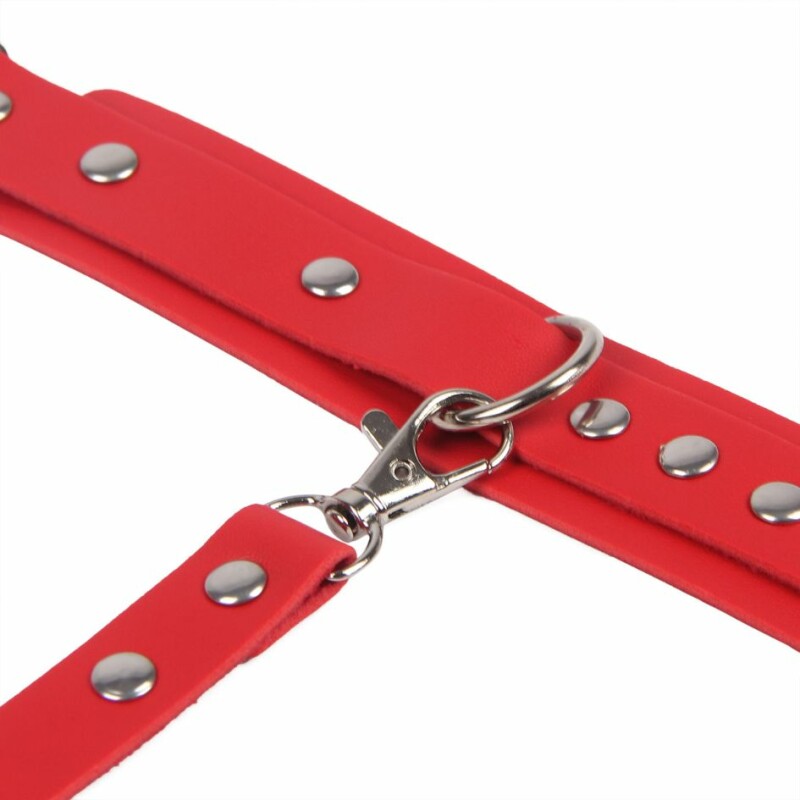 Гартери на талію і стегна з наручниками Star Night Sexy Bondage з екошкіри, червоні, One Size - Зображення 4