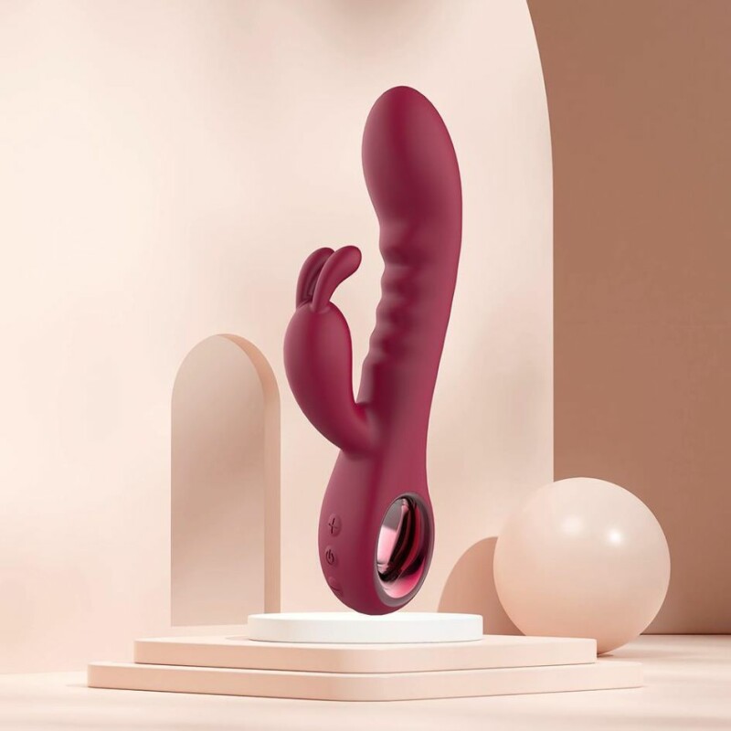 Вібратор кролик рельєфний Dream Toys Glam Rabbit Vibe червоний, 22.5 х 4 см - Зображення 8