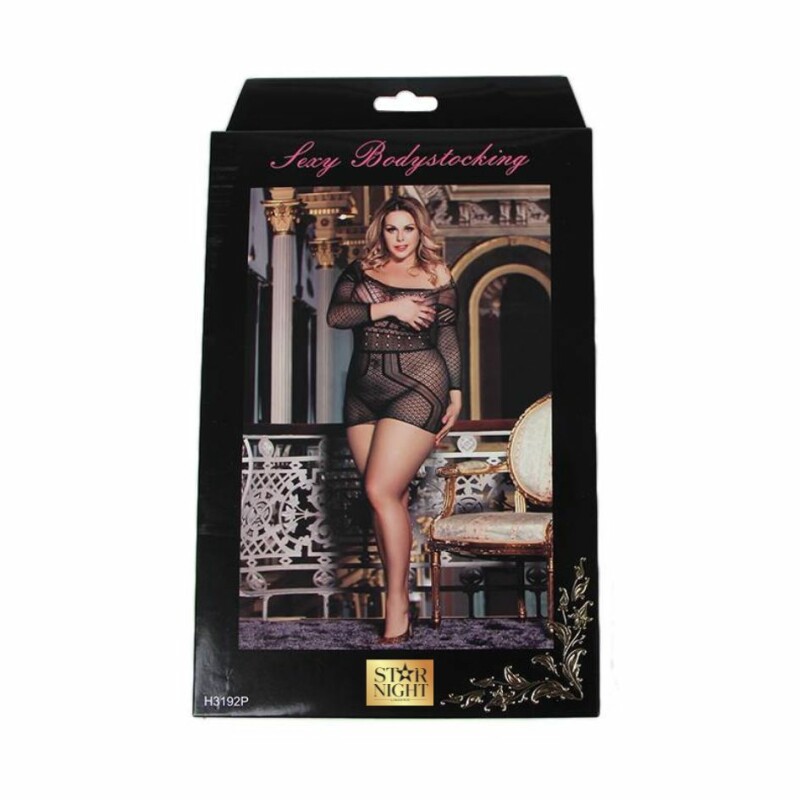 Сукня сексуальна з відкритою спиною Star Night Black Mesh Mini Dress мереживна, чорна, Plus Size - Изображение 2