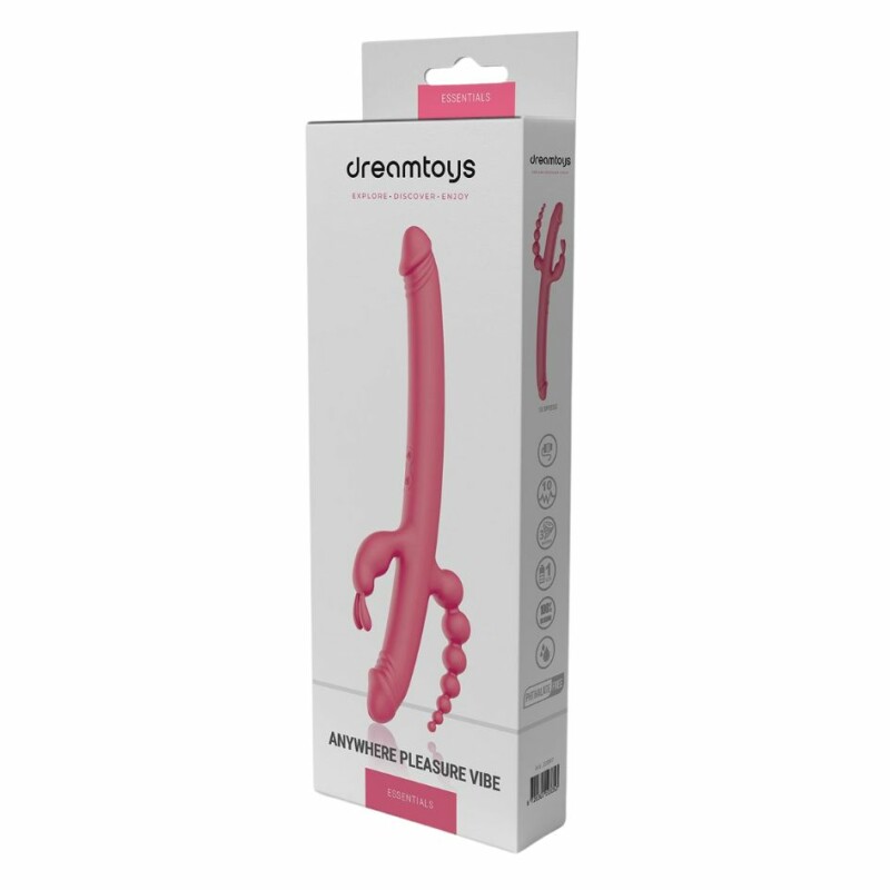 Вібратор з 4 стимулюючими кінцями Dreamtoys Essentials Anywhere Pleasure Vibe Pink рожевий, 40 см х 3.7 см - Изображение 6