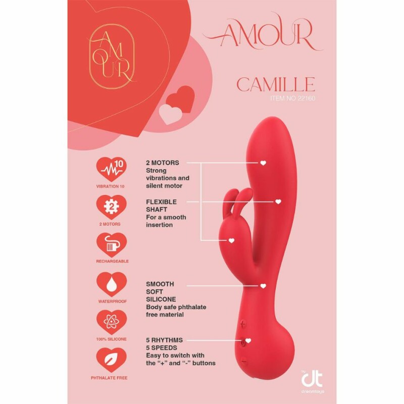 Вібратор кролик Dream Toys Amour Camille червоний, 22 х 4.1 см - Зображення 7
