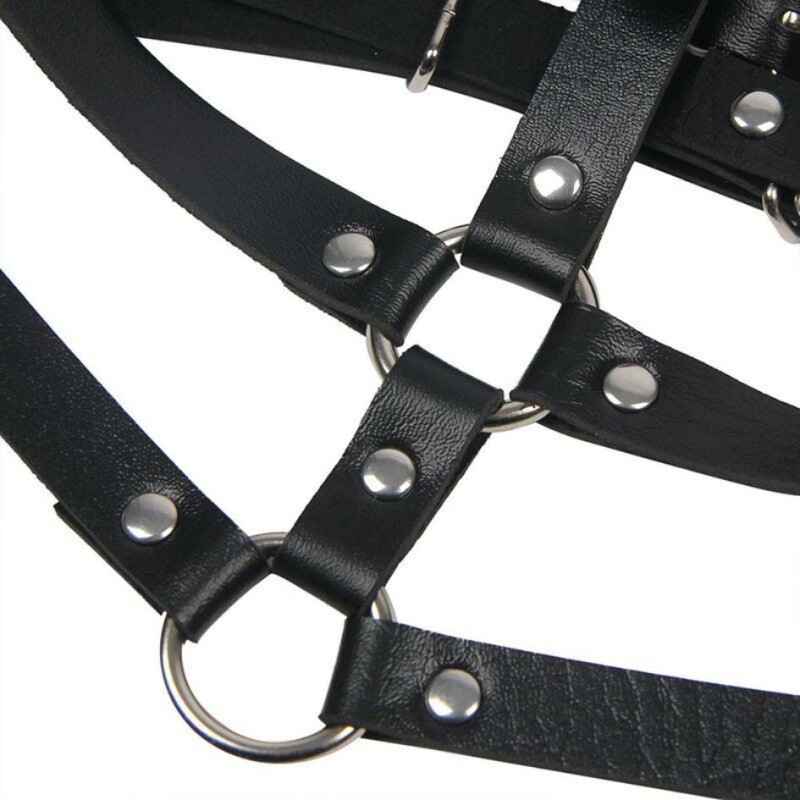 Портупея на груди Star Night Chest Harness Straps зі штучної шкіри, чорна - Изображение 2