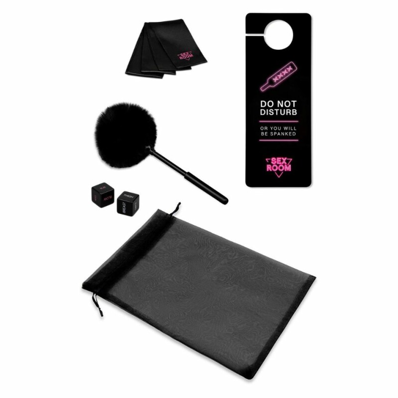 Набір із вібратором для клітора Sex Room Raunchy Kit, 5 предметів та мішечок для зберігання, чорного кольору, 13 см